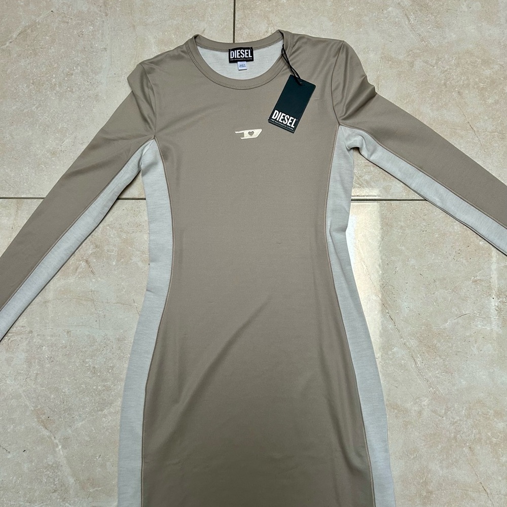 Diesel Athletic Tan and Brown Bodycon Dress